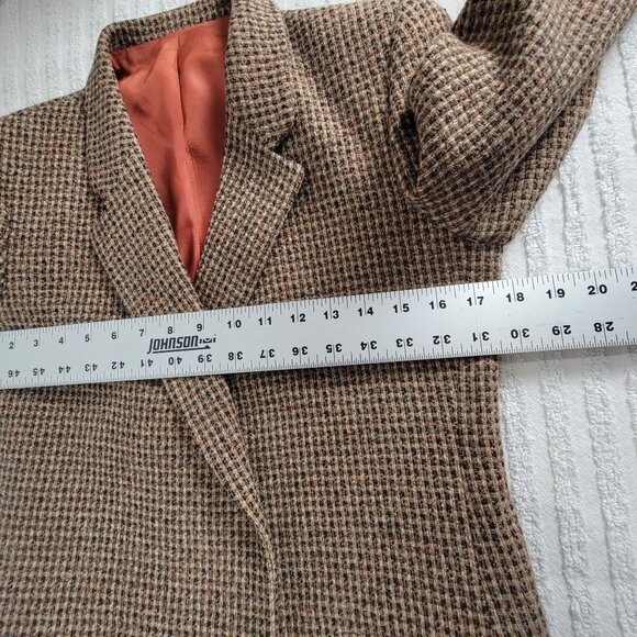 Daniele O Womens Tweed Blazer Coat 100% Pure Wool Brown Notch Collar Career - Picture 6 of 7